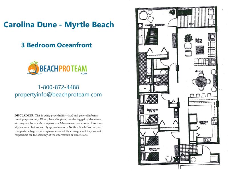 Carolina Dunes Floor Plan - 3 Bedroom Oceanfront